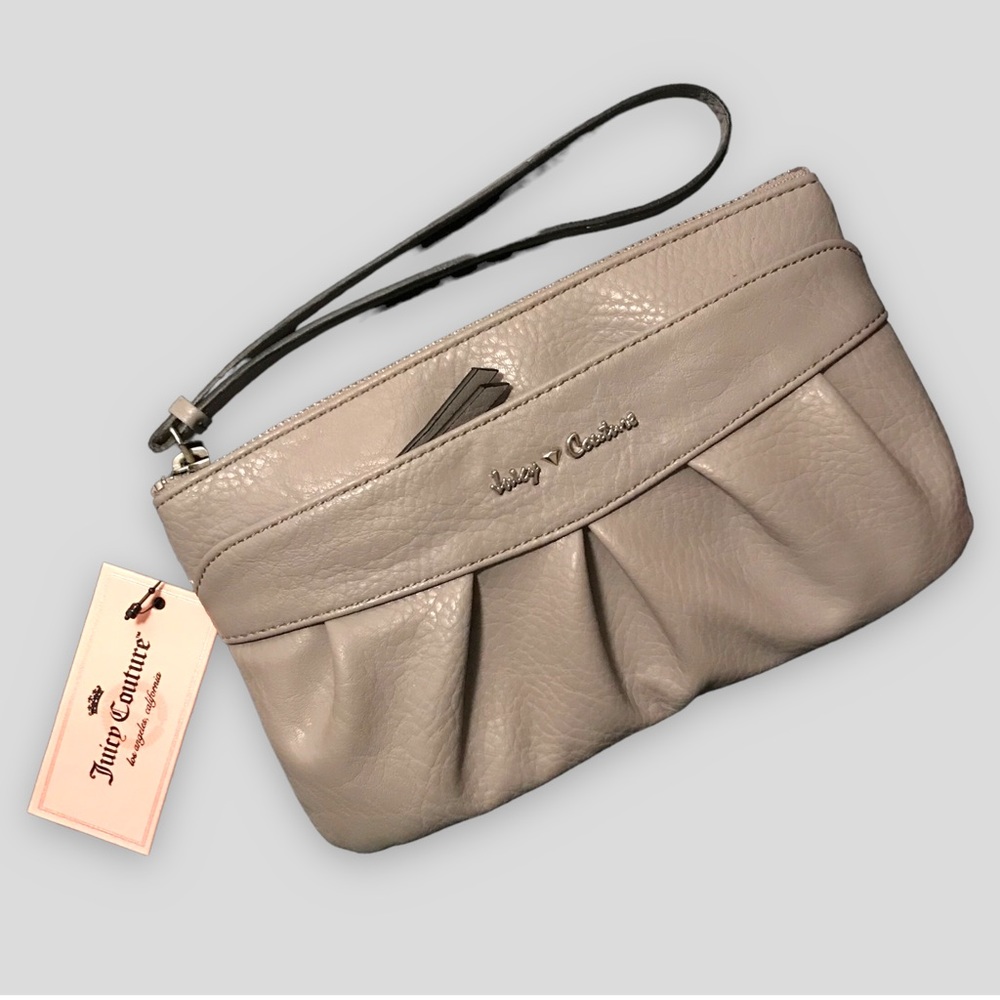 NWT Juicy Couture Pleated "Steel" Gray Clutch/Wristlet